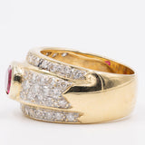 VINTAGE-BANDRING AUS 18K GELBGOLD MIT RUBIN (CA. 1.40 KT.) UND DIAMANTEN IM BRILLANTSCHLIFF (CA. 1 KT.), 70er/80er Jahre