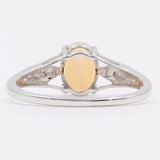 Anello in oro bianco 9k con opale e diamanti