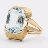Anello vintage in oro giallo 14k con acquamarina (6ct), anni '70