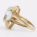 Anello vintage in oro giallo 14k con acquamarina (6ct), anni '70