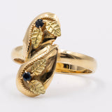 Anello vintage in oro giallo 18k con zaffiri