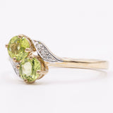 Anello vintage in oro 9k con peridoti e diamanti