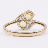 Anello vintage in oro 9k con peridoti e diamanti