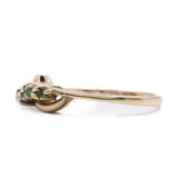 Anello vintage in oro giallo 9K con diamanti e smeraldi