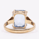 Anello vintage in oro giallo 9K con topazio azzurro (3.50ct ca.)