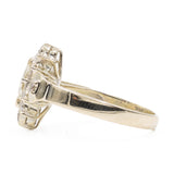 Vintage-Ring aus 14-karätigem Gelbgold mit zentralem Marquise-Diamant (0,40 ct) und Diamantkontur, 70er Jahre