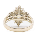 Vintage-Ring aus 14-karätigem Gelbgold mit zentralem Marquise-Diamant (0,40 ct) und Diamantkontur, 70er Jahre