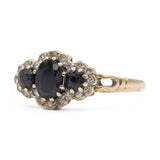 Bague vintage en or jaune 9 carats avec diamants et saphir