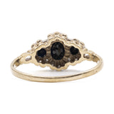 Bague vintage en or jaune 9 carats avec diamants et saphir