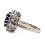 Vintage-Gänseblümchenring aus 14-karätigem Weißgold mit Amethyst (2,30 ct) und Diamanten (0,60 ctw), 70er Jahre