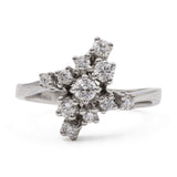 Vintage 14K white gold ring with brilliant cut diamonds (0.46ctw approx.), 70s