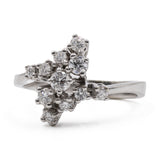 Vintage 14K white gold ring with brilliant cut diamonds (0.46ctw approx.), 70s
