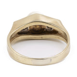 Anello vintage in oro giallo 14k con perle e diamanti, anni '70