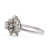 Anello vintage a fiore in oro bianco 14k con diamanti (1,50ctw), anni '60
