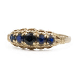Anello vintage in oro giallo 9k con zaffiri