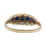 Anello vintage in oro giallo 9k con zaffiri