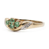 Anello vintage in oro 9K con smeraldi (0.12ctw ca.) e diamanti