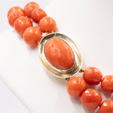 Collana vintage in corallo e susta in oro giallo 12K, anni '50