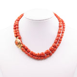 Collana vintage in corallo e susta in oro giallo 12K, anni '50