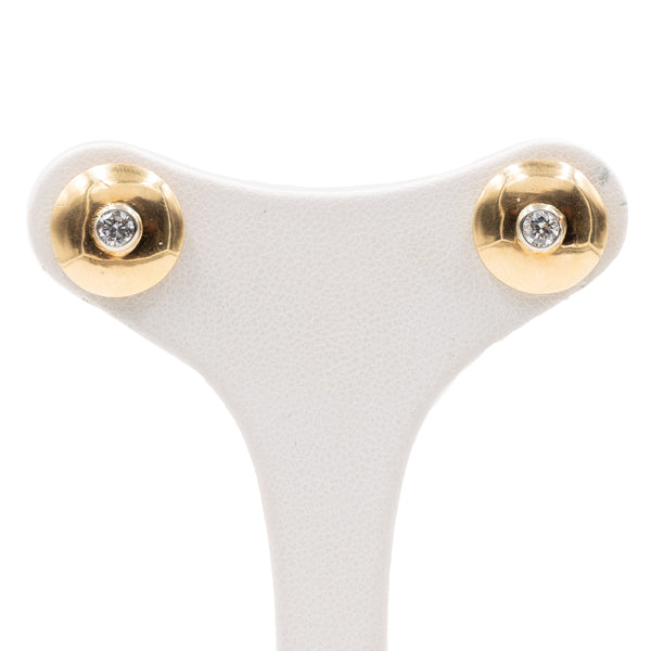 Orecchini vintage in oro giallo 18k e diamanti (0,35ctw), anni '70