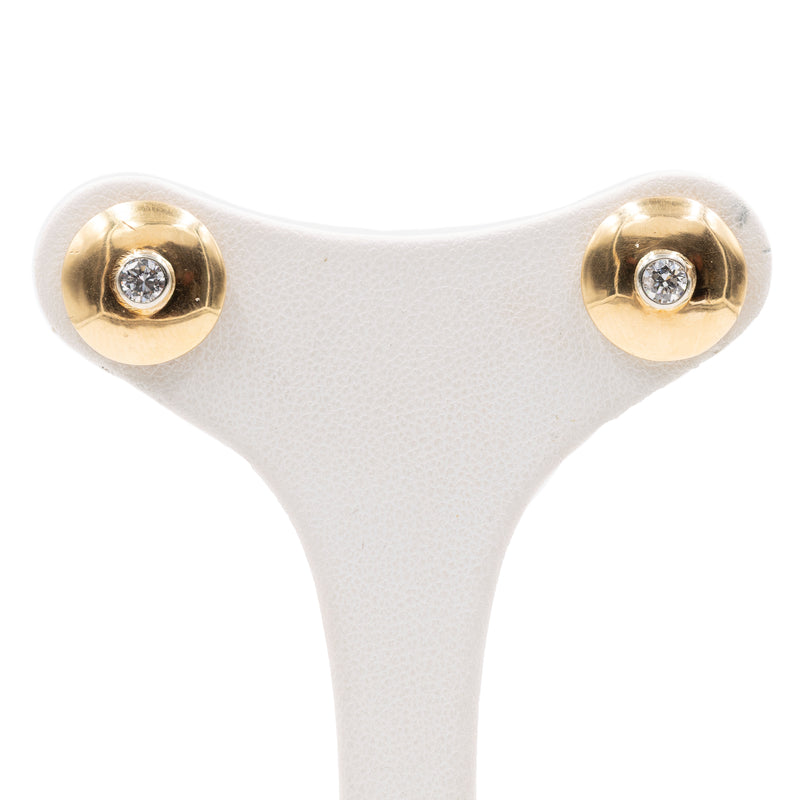 Orecchini vintage in oro giallo 18k e diamanti (0,35ctw), anni '70