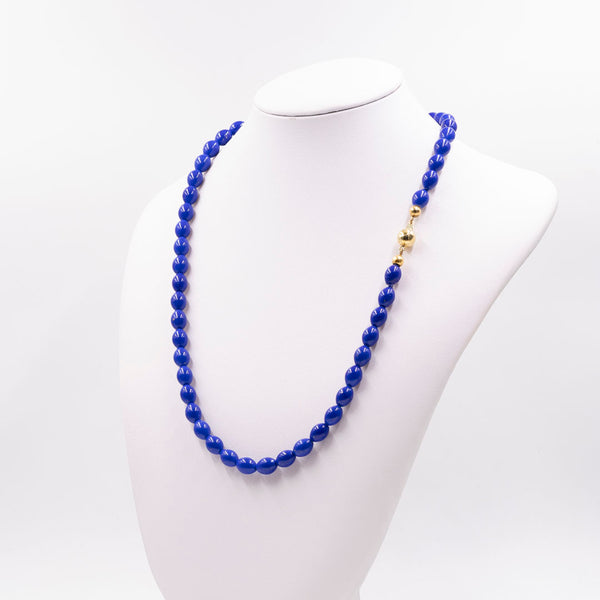 Collana vintage con lapizlazzuli e susta in oro giallo 9k