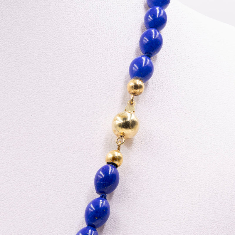 Collana vintage con lapizlazzuli e susta in oro giallo 9k