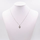 Collana vintage con pendente a croce in oro bianco 9k con diamanti