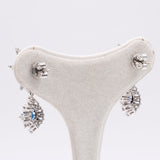 Orecchini vintage in oro bianco 14k con zaffiri (1,40ctw) e diamanti (0,80ctw), anni '70