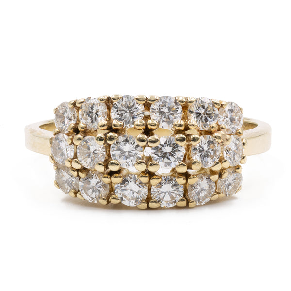 Anello vintage in oro giallo 14k con diamanti (1ctw), anni '70