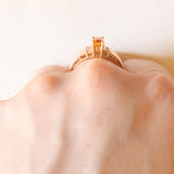 Vintage-Bandring aus 10-karätigem Gelbgold mit Citrinquarz (ca. 0.45 ct) und Diamanten im Brillantschliff (ca. 0.06 ctw), 70er Jahre