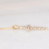 Collar vintage de cadena de oro amarillo de 9 quilates con colgante de cruz de oro amarillo de 9 quilates y diamantes marrones