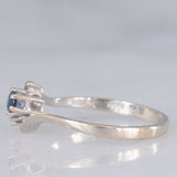 Toi et Moi vintage in oro bianco 14K con zaffiro (0.15ct ca.) e diamante, anni ‘70