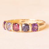 Vintage-Ring aus 9-karätigem Gelbgold mit Amethysten, Turmalin und Iolithen, 2005