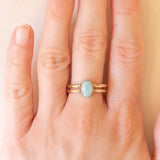Anello doppio girevole vintage in oro giallo 9K con amazonite e ambra, anni ‘70/‘80