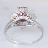 Anello ballerina vintage in platino con rubino (1.05ct) e diamanti (0.43ctw), anni ‘80/‘90