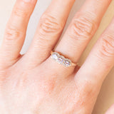 Vintage-Ring aus 9-karätigem Gelbgold mit Tansaniten (ca. 0.40 ctw) und Diamanten (ca. 0.16 ctw), Jahr 2006