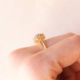 Vintage-Diamant-Blumenring aus 14-karätigem Gelbgold im Brillantschliff (ca. 0.25 ctw), 70er Jahre