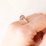 Vintage-Gänseblümchenring aus 9-karätigem Gelb- und Weißgold mit Amethyst (ca. 0.30 ct) und Diamanten (ca. 0.14 ct), 70er Jahre