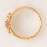 Vintage 9K yellow gold band ring with tanzanite (0.40ct approx.) and diamonds (0.12ctw approx.), year 2004