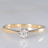 Vintage Solitärring aus 14-karätigem Gelbgold mit Diamant im alten europäischen Schliff (ca. 0.16 ct), 50er Jahre