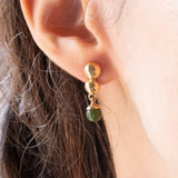 Vintage-Tropfenohrringe aus 14-karätigem Gelbgold mit grüner Jade, 70er Jahre