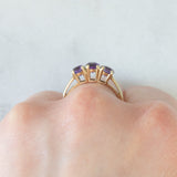 Trilogía vintage de oro amarillo de 14 quilates con amatistas (aprox. 0.90 cts), década de 90