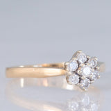 Anel vintage em ouro amarelo 9K com diamantes lapidados brilhantes (0.21ctw aprox.), ano 1977