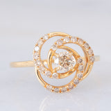 Anello tourbillion in oro giallo 18K con diamanti (0.45ctw), anni ‘80