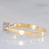 Solitario vintage in oro giallo 14K con diamante di taglio brillante (0.25ct ca.), anni ‘40/‘50