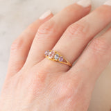 Anello in oro giallo 9K con morganite (0.36ct), tanzaniti (0.34ctw) e zaffiri viola sintetici (0.28ctw)