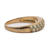 Vintage 9k yellow gold ring with mint-colored garnets (0,27ctw)