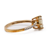 Anello vintage in oro 9k con apatite gialla (1,5ct) e zaffiri bianchi