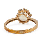 Anello vintage in oro 9k con apatite gialla (1,5ct) e zaffiri bianchi